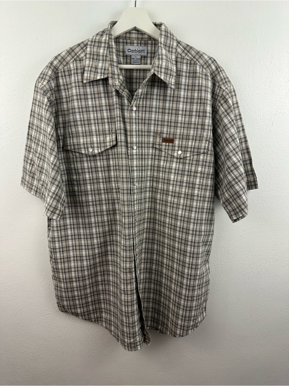 Carhartt Men's Plaid Button Down Short Sleeve Shirt Size L